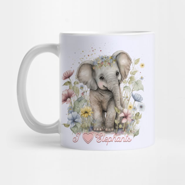 Watercolor, I Love Elephants by HolidayBug